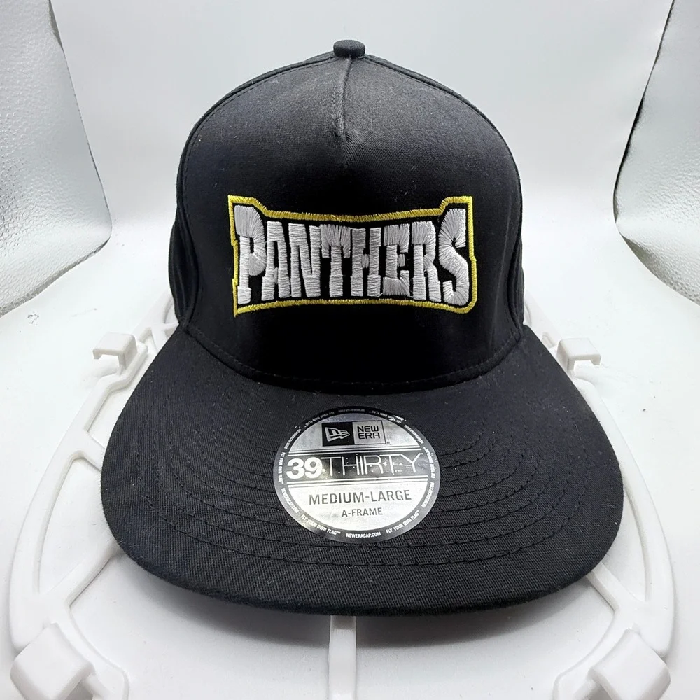 New Era 39THIRTY Panthers Hat M/L Black Embroidered‎ A-Frame Cap NE401